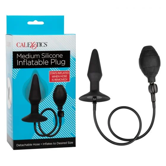 anal toys with easy tip-CalExotics Medium Silicone Inflatable Anal Butt Plug with Suction Cup Base and Detachable Hose