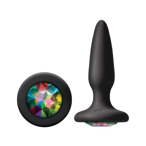 anal toys with bold design-NS Novelties - Glams Mini Rainbow Gem Anal Plug (Black)