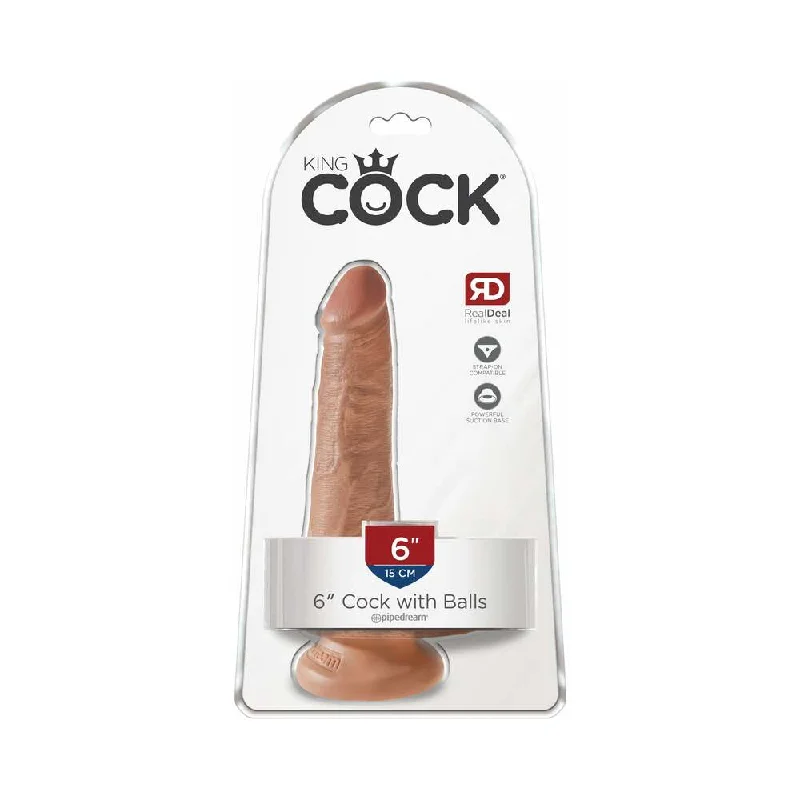 dildo unboxing videos-King Cock 6 in. Cock With Balls Realistic Suction Cup Dildo Tan