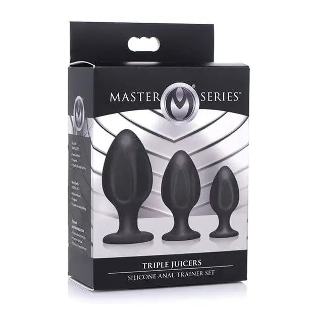 anal toys with soft tip-Master Series Triple Juicers Silicone Anal Trainer Set - Black