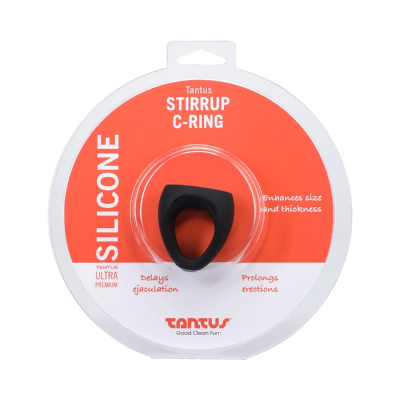 cock ring hygiene tips-Tantus Stirrup C-Ring CockBallSling Blk