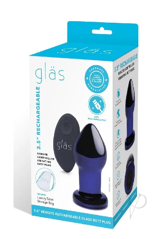 anal toys for discreet relaxation-Recharge Remote Vibe Butt Plug 3.5 Blue