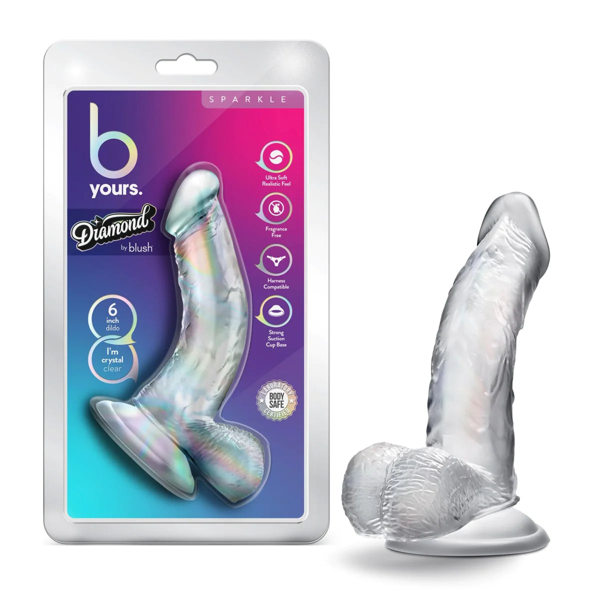 dildo flexibility deals-B Yours Diamond Sparkle Realistic P-Spot Clear 6.5-Inch Long Dildo