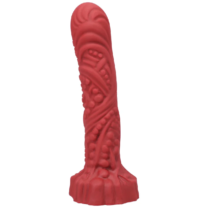 dildo expert kits-Tantus Groove Textured Dildo True Blood Red (bag)