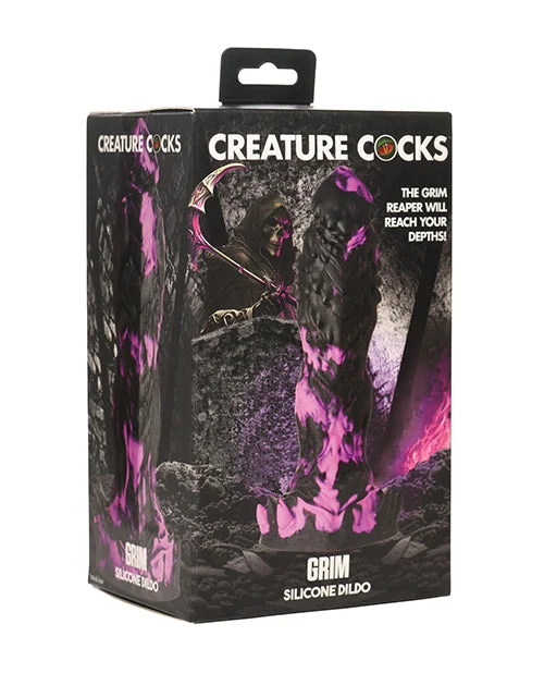 dildo texture innovations-Creature Cocks Grim Silicone Dildo - Black/Purple