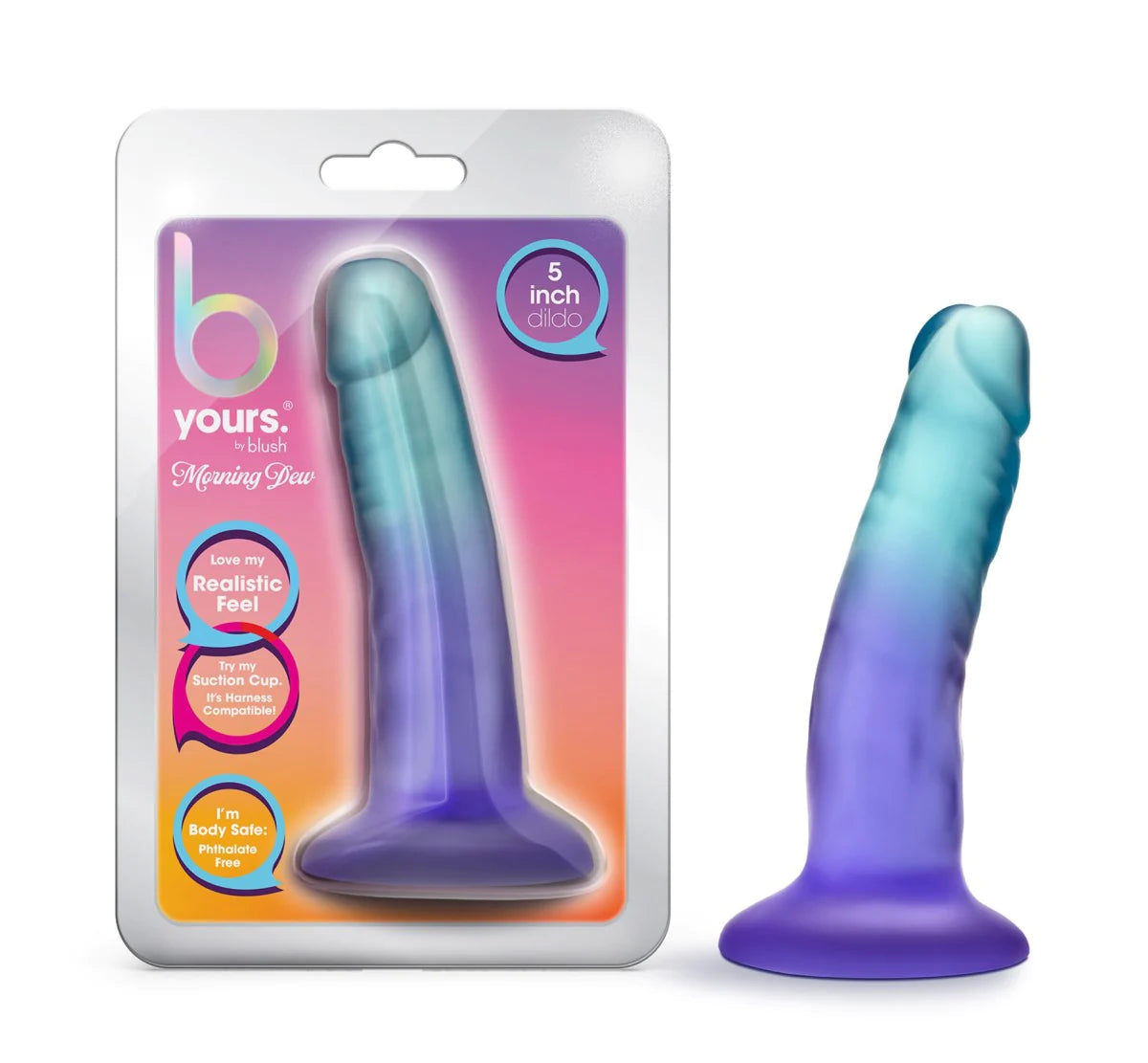 dildo suction promotions-B Yours Morning Dew Realistic Sapphire 5.5-Inch Long Dildo