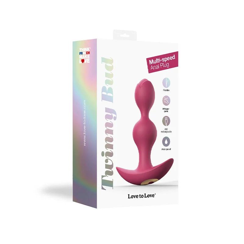 anal toys with sleek shape-Love to Love Twinny Bud Rechargeable Silicone Multi-Speed Vibrating Anal Plug Plum