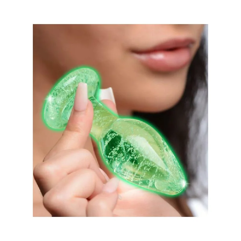 anal toys with quiet texture-BOOTY SPARKS GLOW-IN-THE-DARK GLASS ANAL PLUG MEDIUM