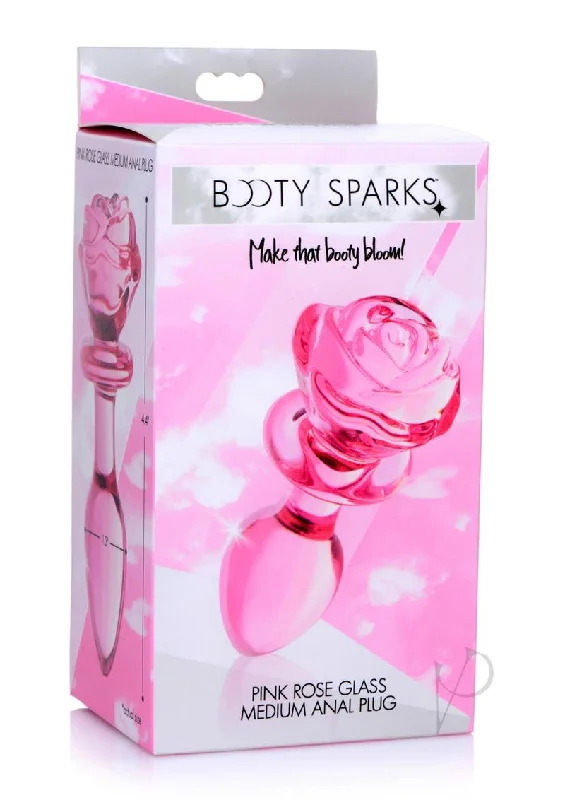 anal toys with bold tip-Booty Sparks Pink Rose Glass Plug Md