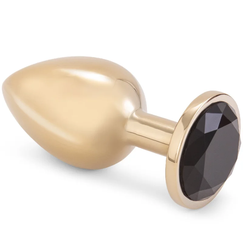 anal toys with long grip-Gold Metal Butt Plug With Jewel