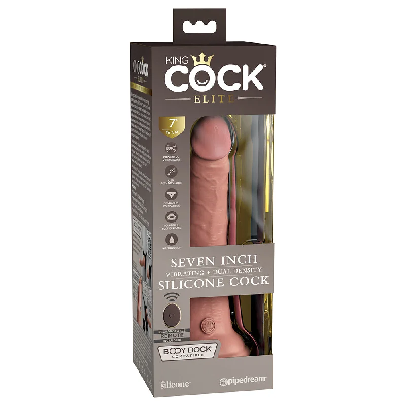 dildo price discounts-King Cock Elite 7 in. Vibrating Realistic Dildo With Suction Cup Beige