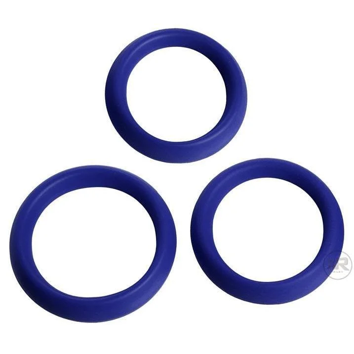 cock ring discreet reviews-3pc Super Stretchy Blue Silicone Cock Rings