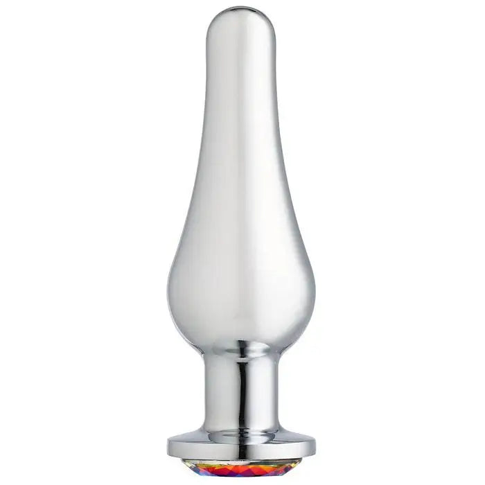 anal toys with quiet texture-Cloud 9 Gems Silver Chromed Tall Anal Plug Large