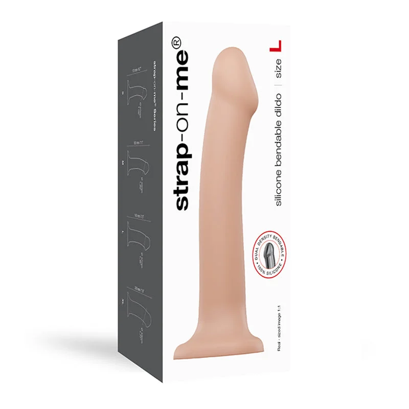 dildo artisan comparison-Strap-On-Me Bendable Dual-Density Silicone Suction Cup Dildo Vanilla L