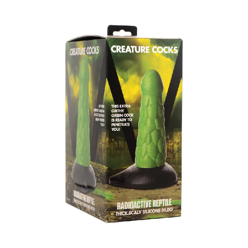 dildo ergonomic tips-Creature Cocks Radioactive Reptile Thick Scaly Silicone Dildo