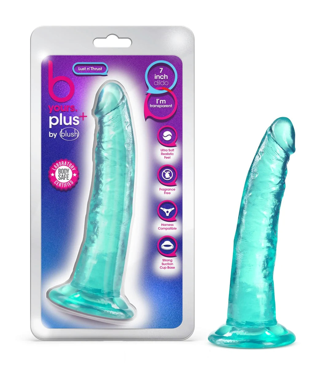 dildo sales deals-B Yours Plus Lust N’ Thrust Realistic Teal 7.5-Inch Long Dildo