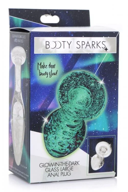 anal toys with sleek design-XR Brands Booty Sparks Glow In The Dark Large Anal Plug - Borosilicate Glass