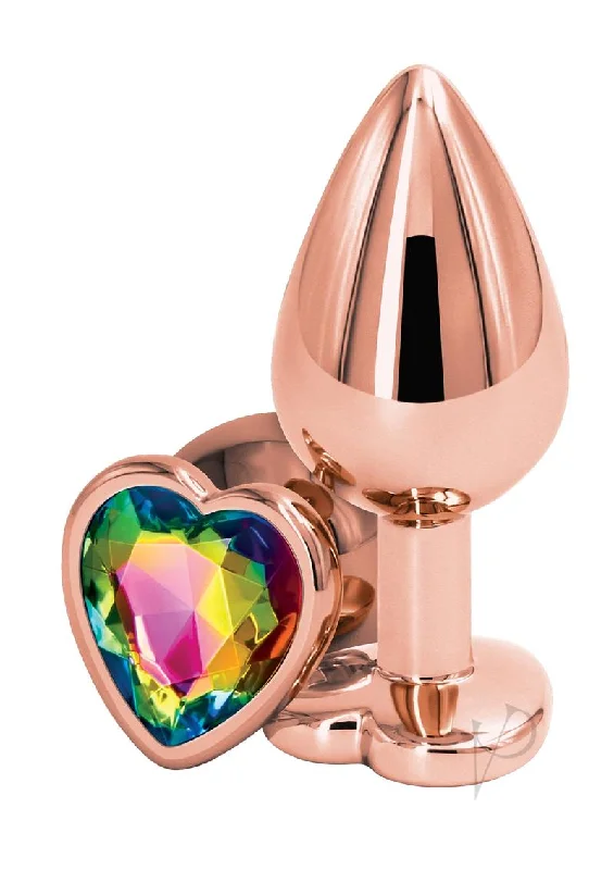 anal toys for intimate vibes-Rear Assets Rose Gold Heart Med Rainb