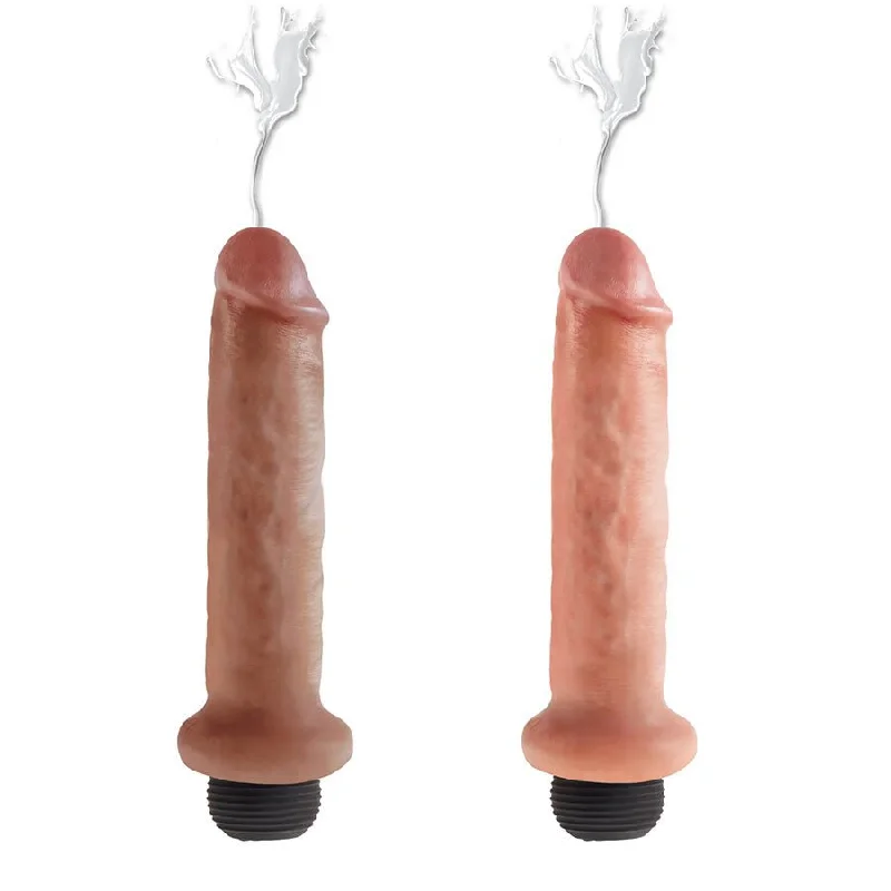 dildo unboxing deals-King Cock 7 Inch Squirting Realistic Dildo (Tan/White)