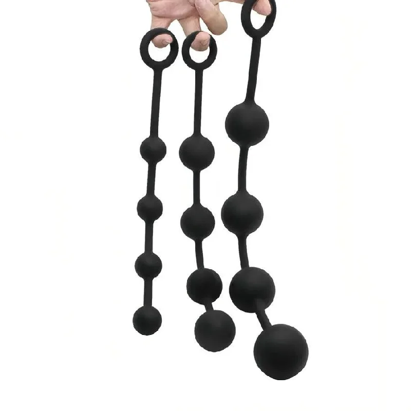 anal toys with soft shape-Silicone Long Anal Beads Sex Toy