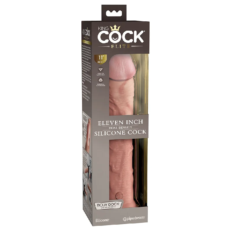 dildo vibration guide-King Cock Elite 11 in. Dual Density Silicone Cock Realistic Dildo With Suction Cup Beige