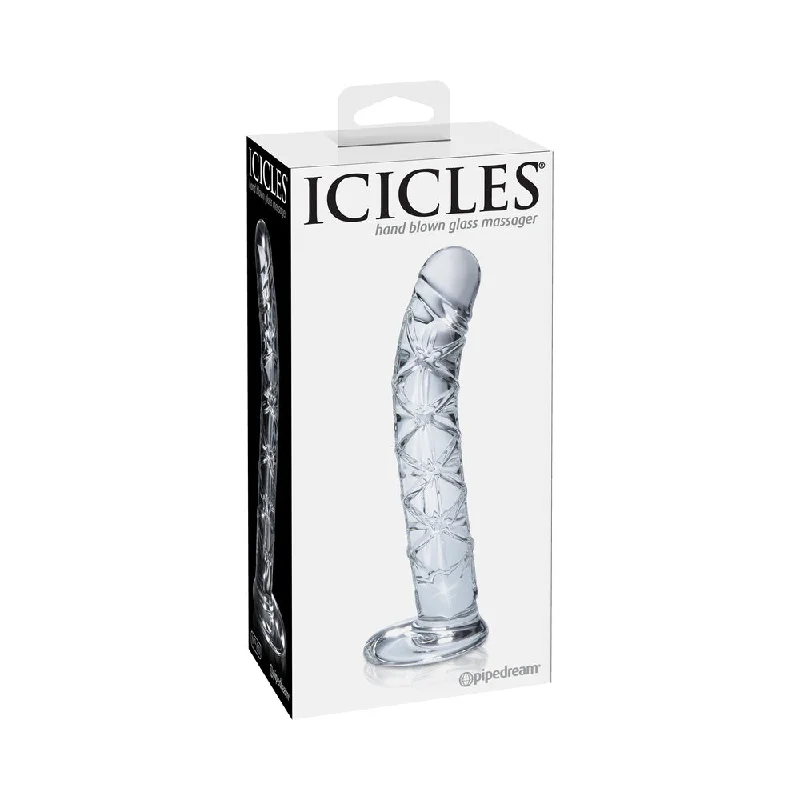 dildo length advice-Icicles No. 60 Curved Ribbed 6.5 in. Glass Dildo Clear