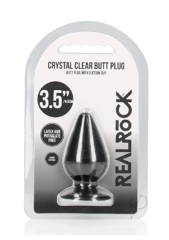 anal toys with flexible tip-Realrock Crystal Anal Plug 3.5 Blk