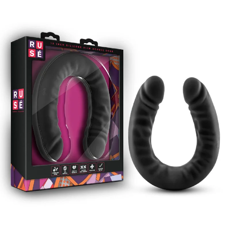 dildo length bundles-Black 18 Inch Silicone Double Headed Dildo by Ruse