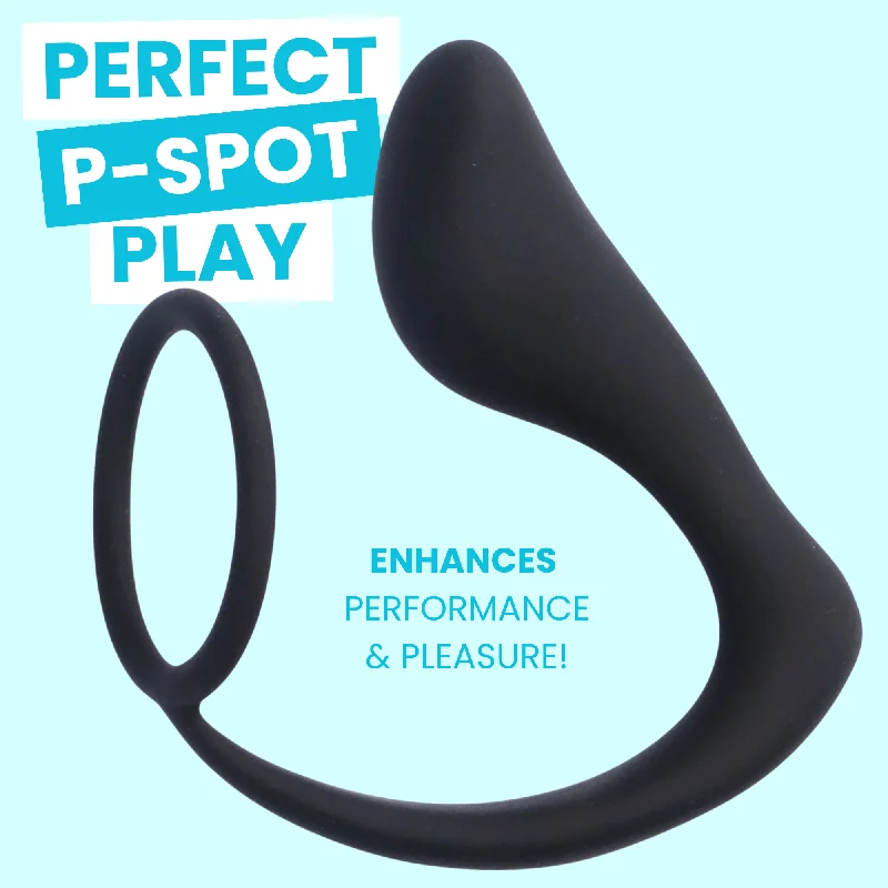 anal toys with bold finish-Silicone Prostate Anal Plug and Cock Ring