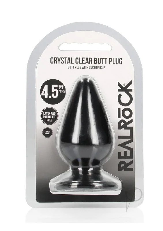 anal toys with easy finish-Realrock Crystal Anal Plug 4.5 Blk