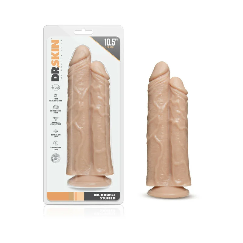 dildo innovative guide-Dr. Skin Dr. Double Stuffed 10.5 in. Double Shaft Dildo Beige