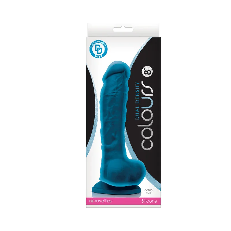 quiet dildo for privacy-Colours Dual Density 8 in. Dildo Blue