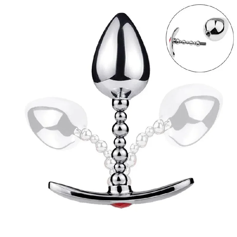 anal toys for gentle pleasure-Metal Anal Beads Butt Plug for Sex Game