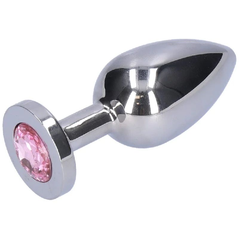 anal toys with easy finish-Pink Jewel Metal Weighted Anal Plug